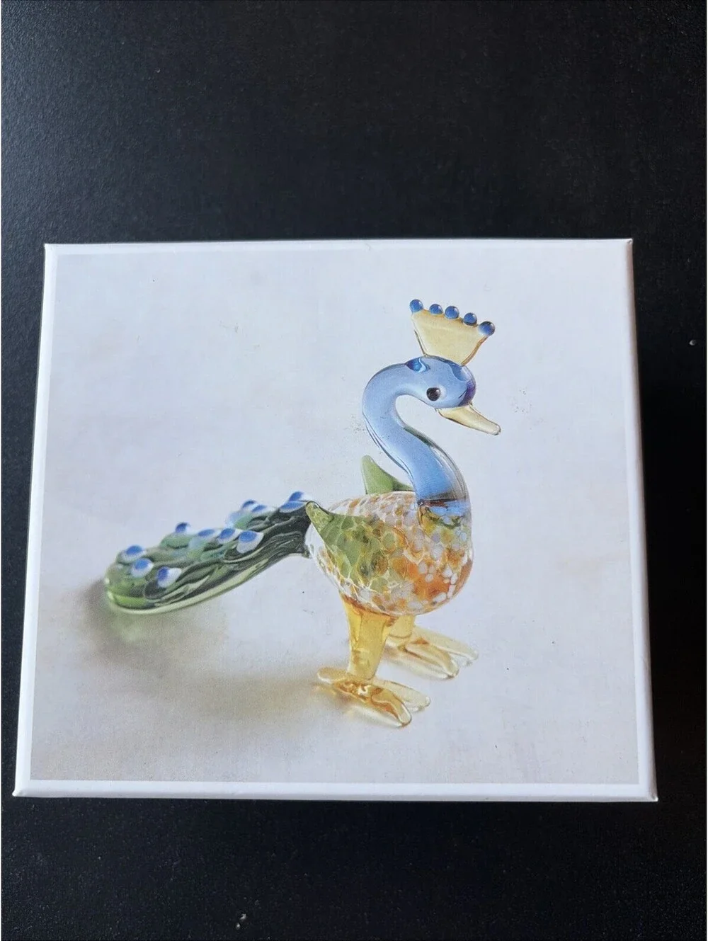 Vintage Pier 1 Art Glass Peacock Hand Blown 3.25